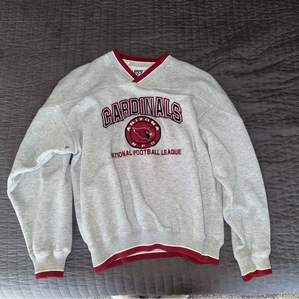 Lee Sport Grey V-Neck Crewneck Arizona Cardinals NFL Vintage Sweatshirt